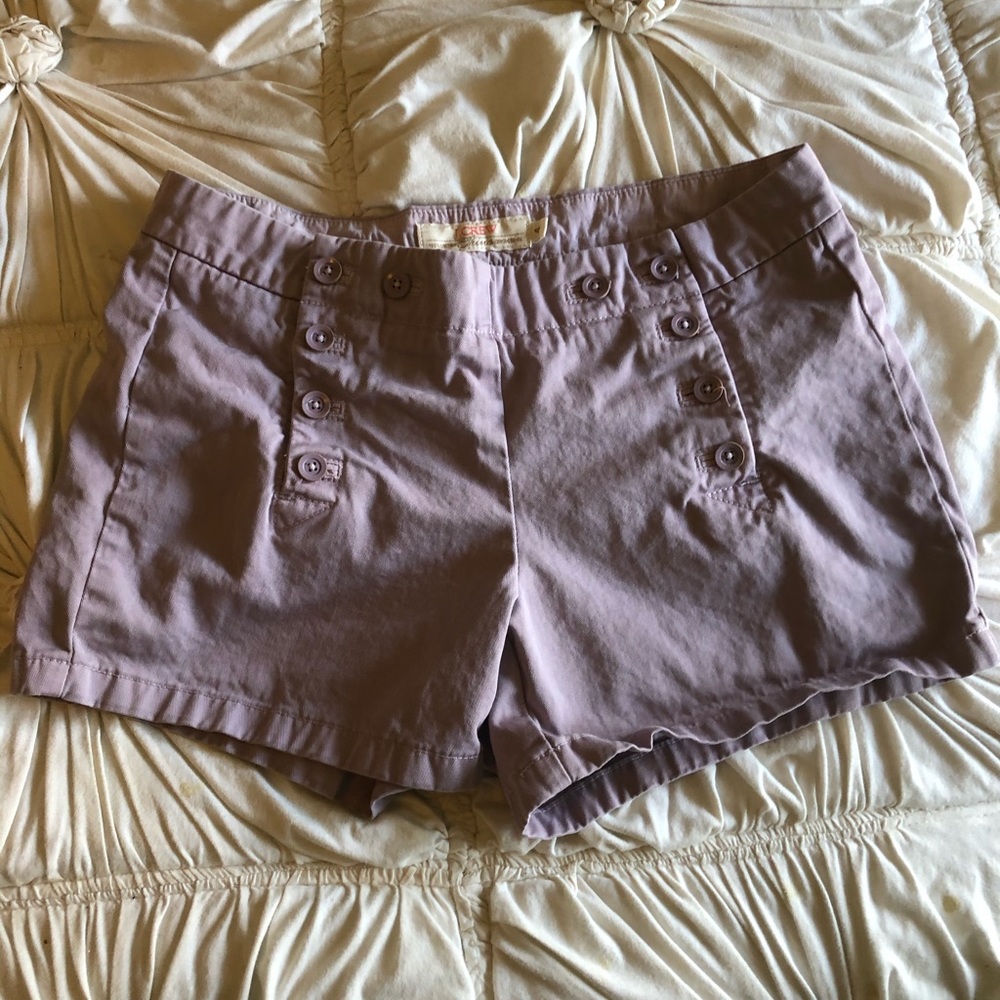 J crew sailor lavender high rise shorts